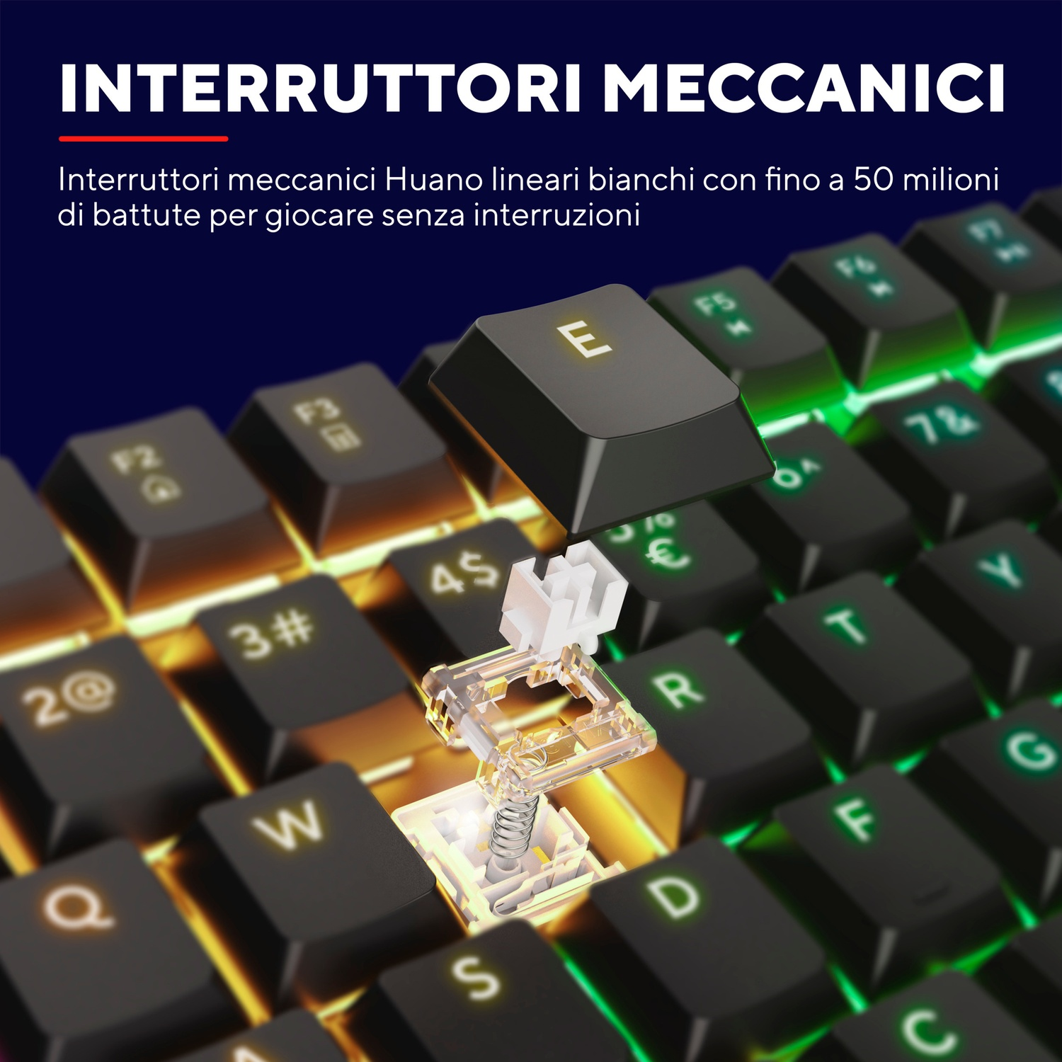 Altoparlante microfono nero con luce blu e pulsanti di controllo laterali.