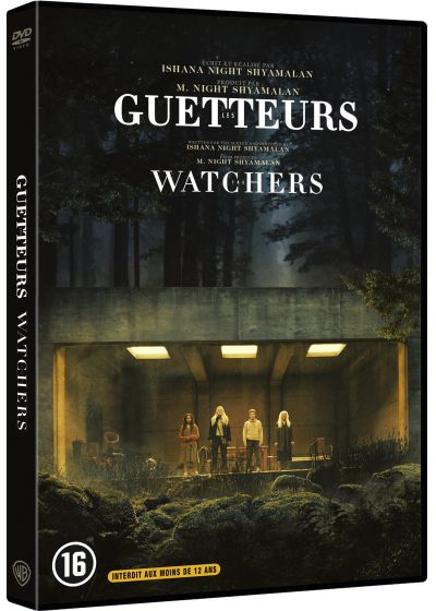 Couverture DVD du film 'Watchers', avec des acteurs dans un bâtiment.