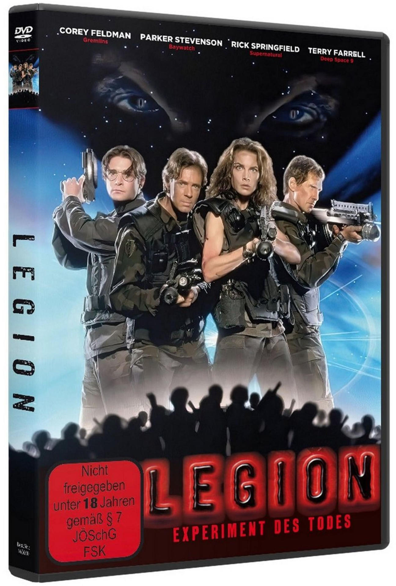 DVD-Hülle des Films Legion. Vier Personen halten Waffen. Titel und Schauspieler gelistet.