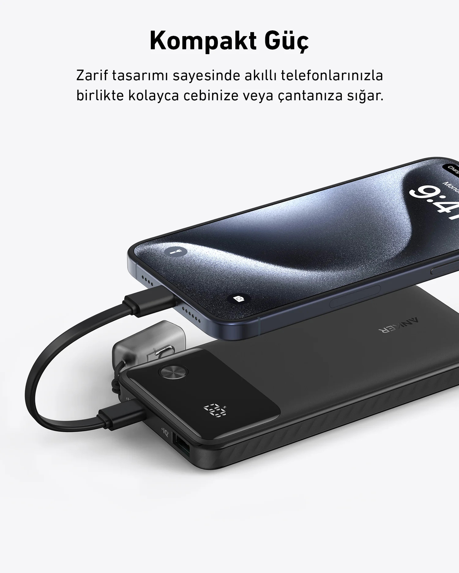 ANKER 10.000mAh 22.5 W Hızlı Şarj Taşınabilir Şarj Cihazı Siyah