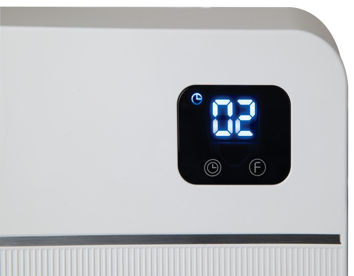 Białe urządzenie z wyświetlaczem pokazującym numer 02.