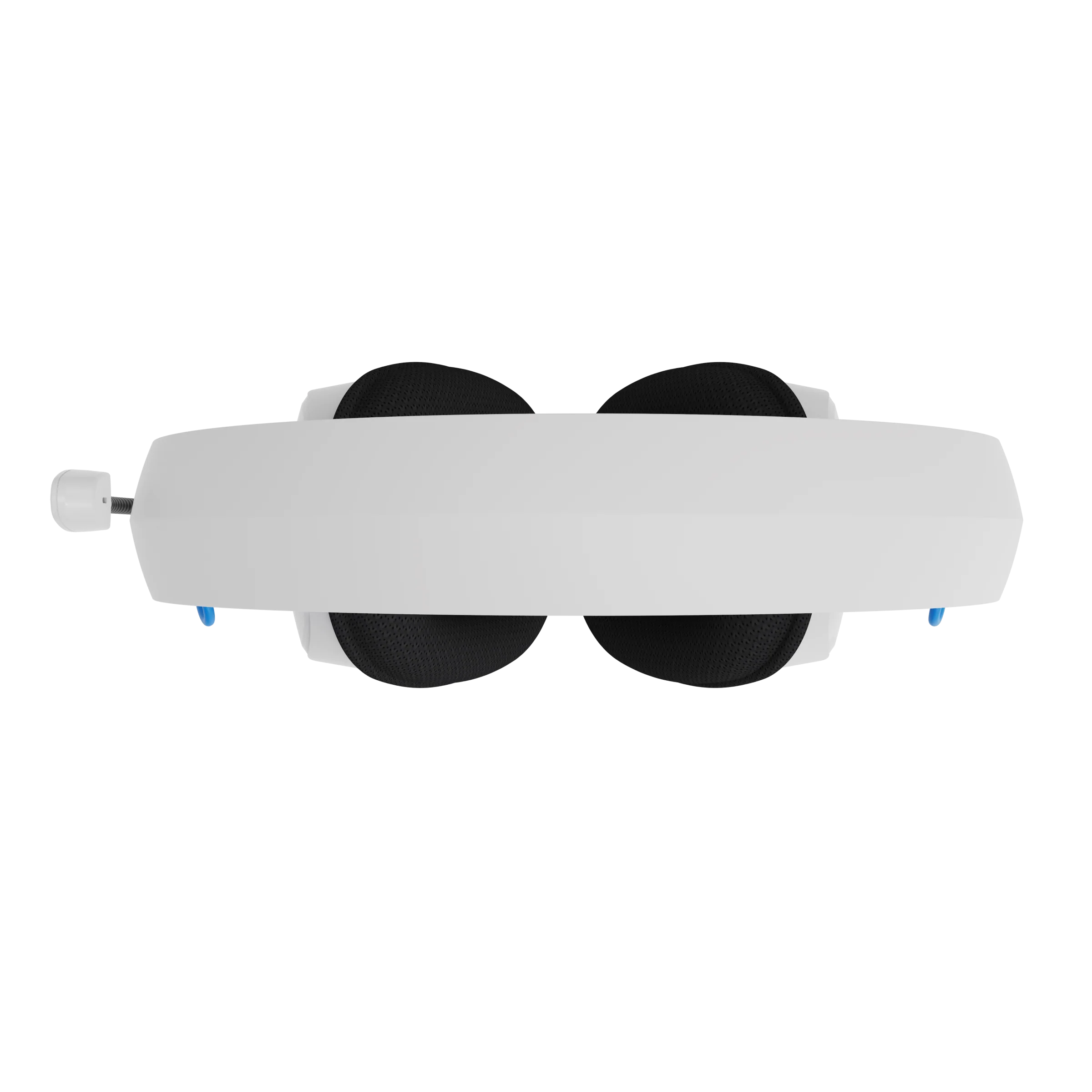 Weiße Draufsicht auf einen weißen Roller. Schwarzer Hintergrund.