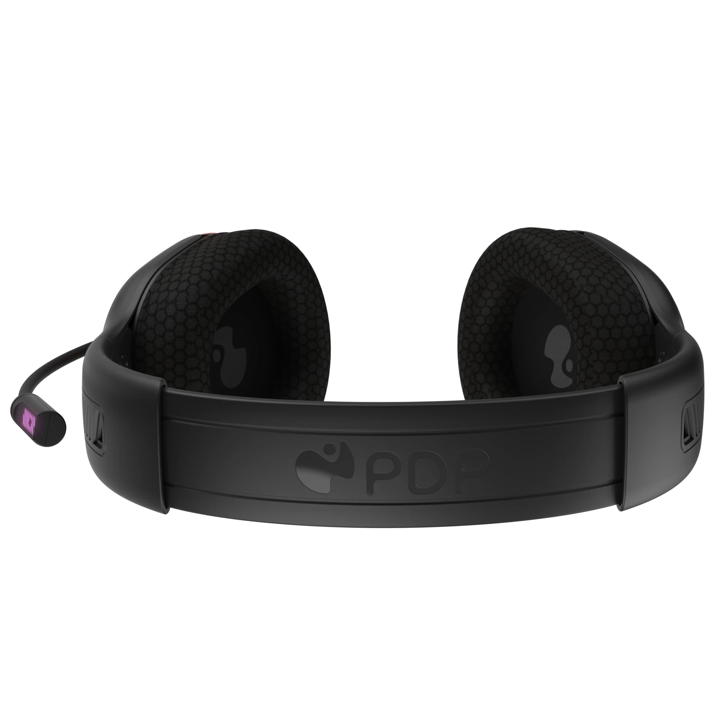 Schwarzes Gaming-Headset mit Mikrofon und dem PDP-Logo.