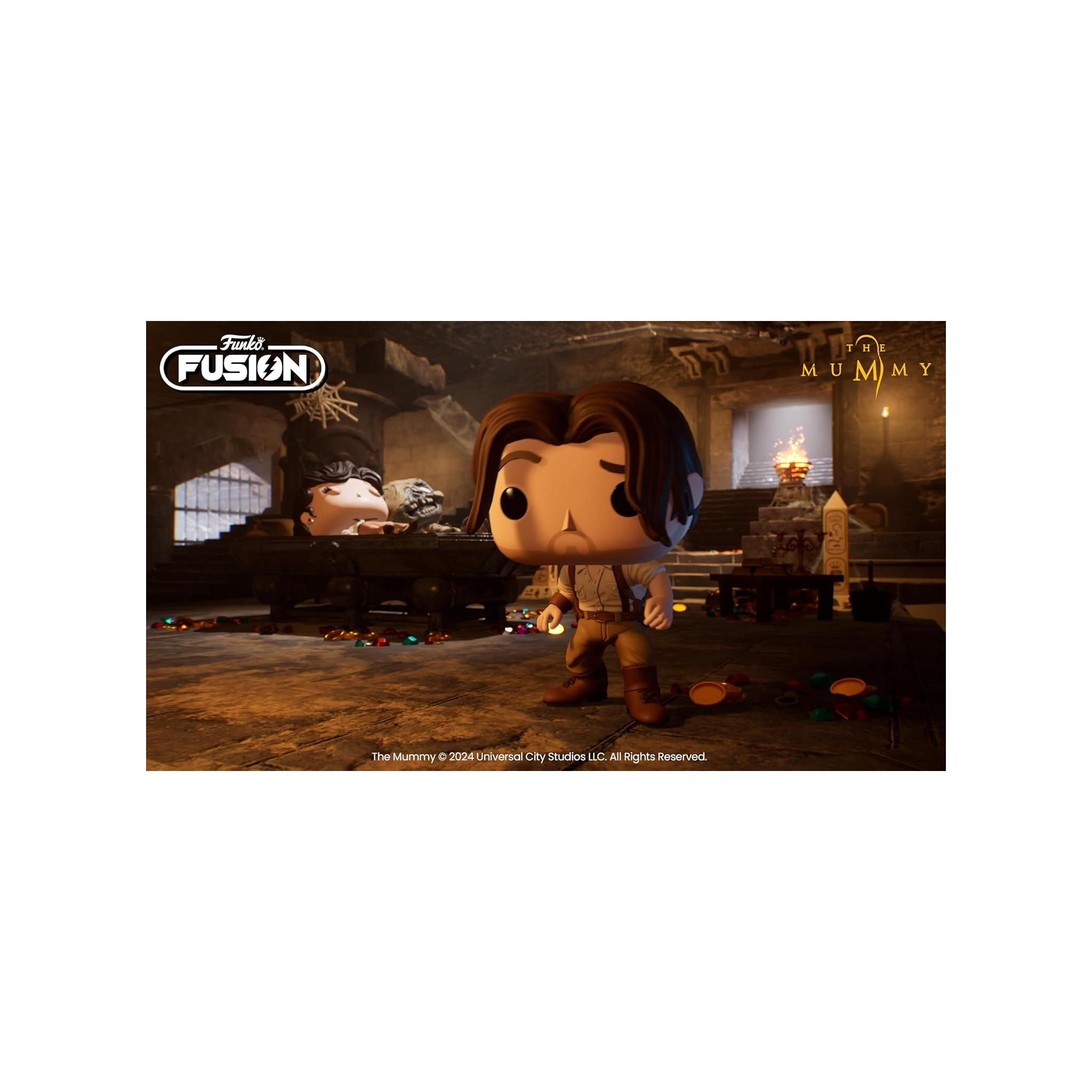 Karanlık bir sahnede film karakterinin Funko Pop figürü, sahne donanımları ve arka plan.