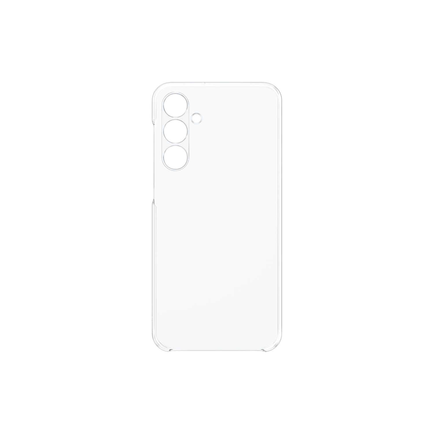 Een witte telefoonhoes met drie camera-uitsparingen. De achtergrond is zwart.