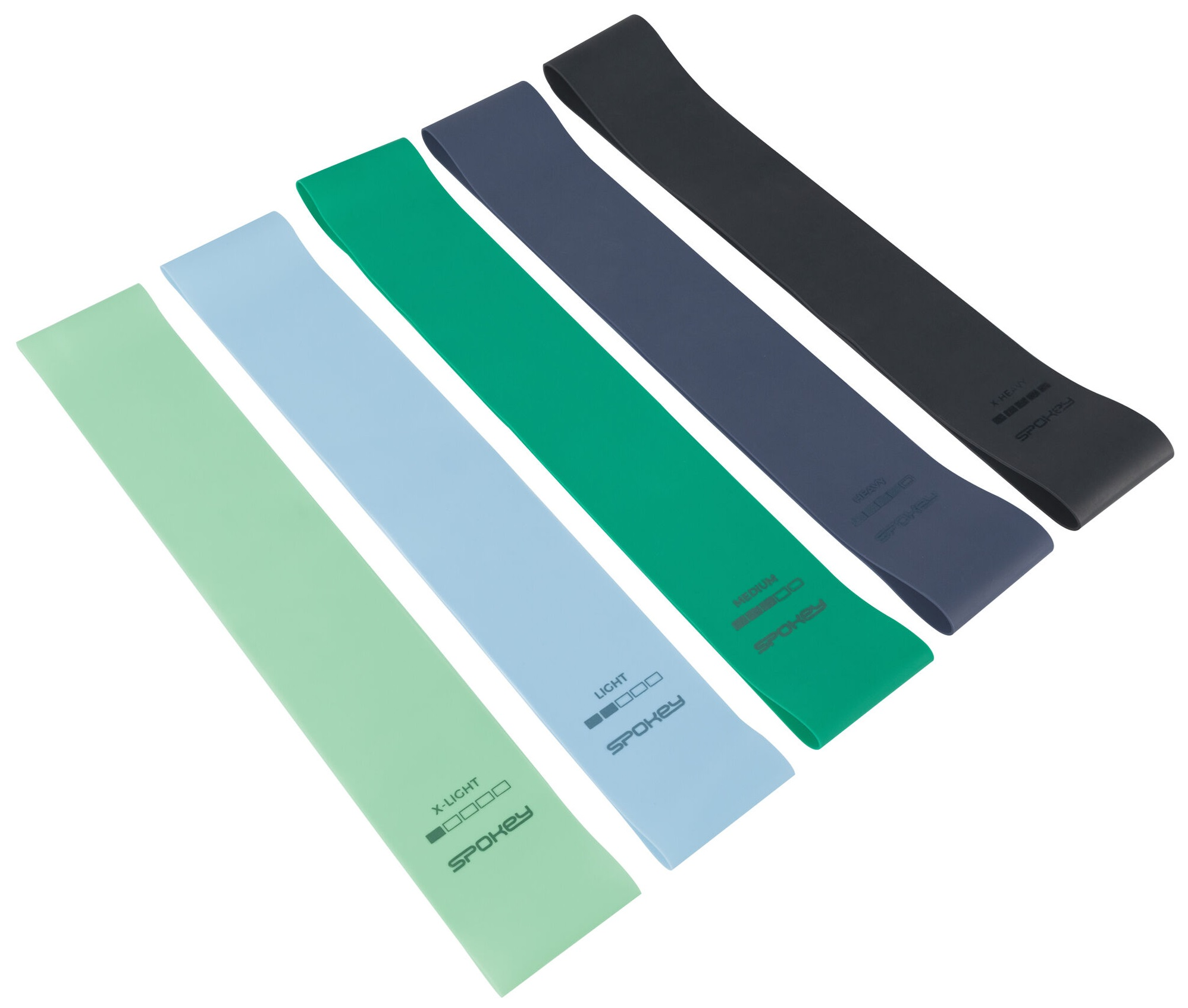 Zestaw taśm oporowych w różnych kolorach. Białe tło.