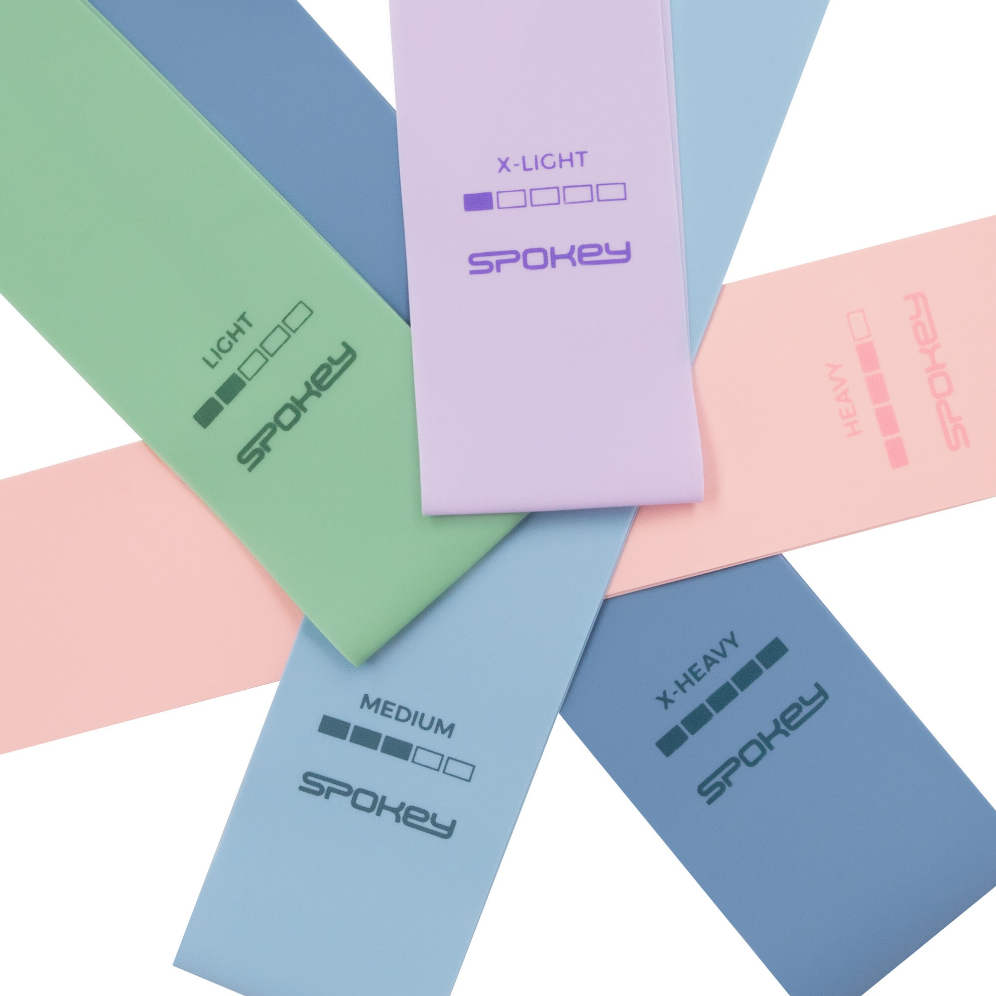 Kolorowe taśmy oporowe oznaczone różnymi poziomami oporu.