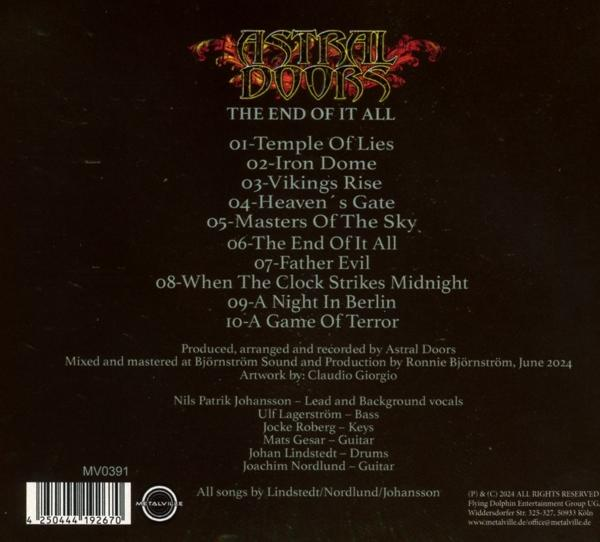 CD-Albumcover mit Text: Astral Doors, The End of It All.