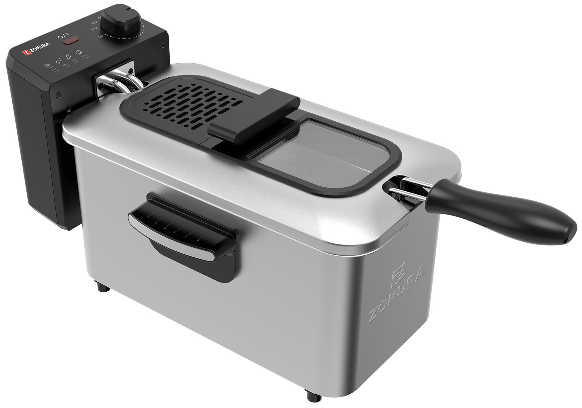 ZOKURA Olajsütő 3 L, 2000 W, Ezüstös