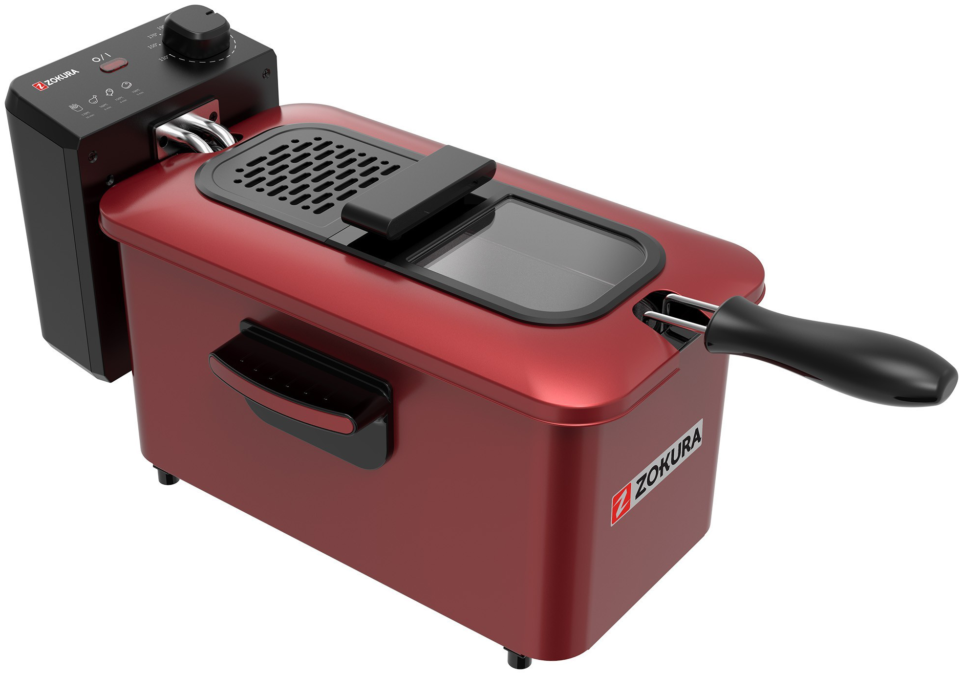 ZOKURA Olajsütő olajszűrővel, 3 L, 2000 W, Piros