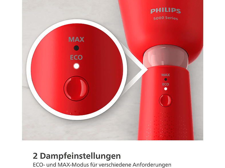 Philips STH5020/40 5000 Series Steamer Dampfglätter (1400 Watt, 0,12 l Wassertank, Korallenrot) — Foto 4 von 5
