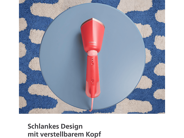 PHILIPS STH5020/40 Styler, Dampfstoß 24g/Min, 120 ml abnehmbarer Wassertank, Metallplatte, inkl. 2-in-1 Handschuh & Tasche Dampfbürste 1400 Watt