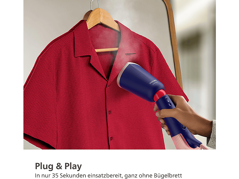 PHILIPS STH5030/20 Styler, Dampfstoß 24g/Min, 120 ml und 200 Wassertank, Metallplatte, inkl. 2-in-1 Handschuh & Tasche, Stylemat Dampfbürste 1400 Watt