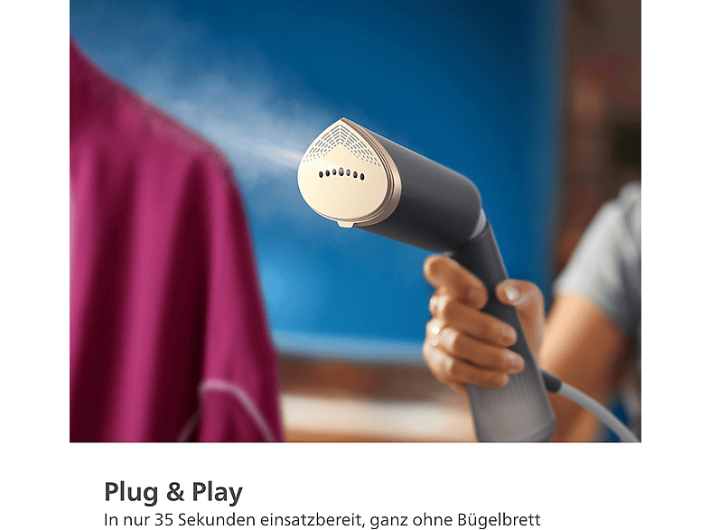 PHILIPS STH5030/80 Styler, Dampfstoß 24g/Min, 120 ml und 200 Wassertank, Metallplatte, inkl. 2-in-1 Handschuh & Tasche, Stylemat Dampfbürste 1400 Watt