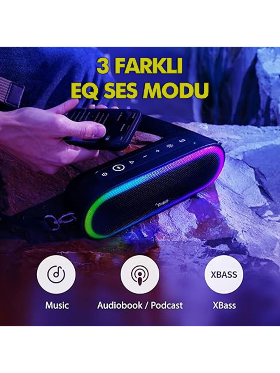 TRIBIT XSound Mega 30W 20 Saat Oynatma Süresi IPX7 Su Geçirmez RGB