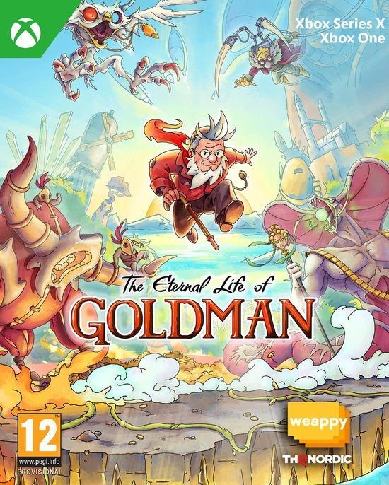 Game cover voor The Eternal Life of Goldman, met cartoonfiguren.