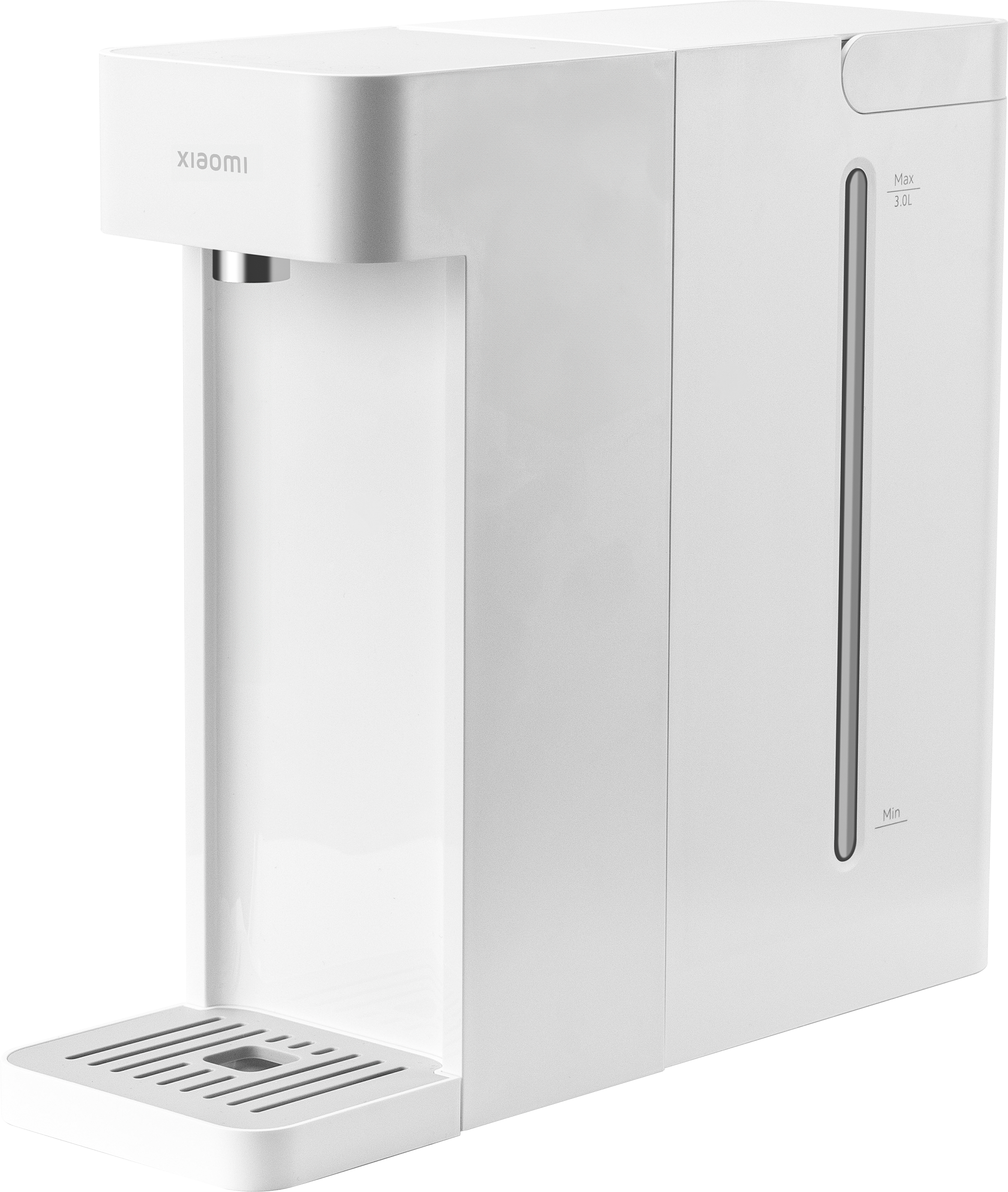 Egy fehér vízadagoló kifolyóval, víztartállyal és a Xiaomi szóval.