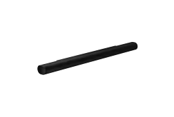 Black Sonos soundbar on a black background.