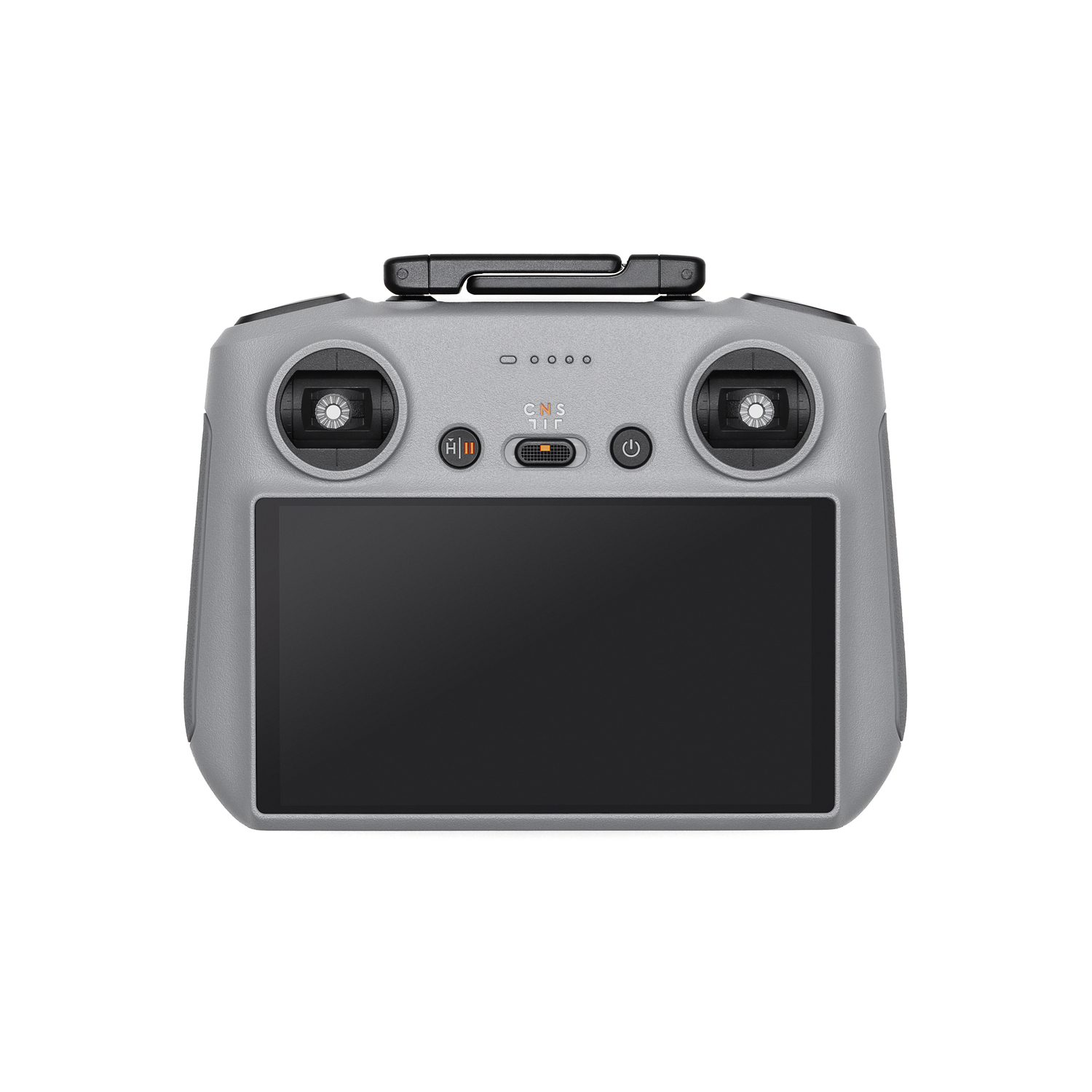 Drone remote control with a screen, buttons, and control sticks.