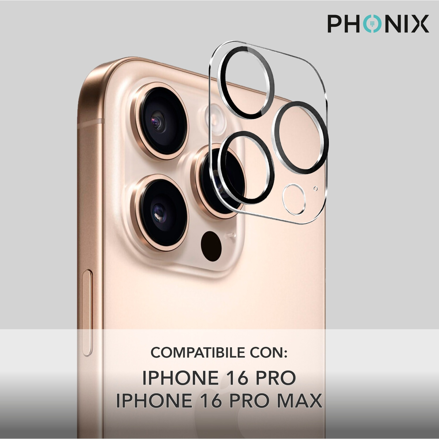 Protezione Fotocamera UniqueMe In Vetro Zaffiro Per IPhone 16 Pro/Pro Max | Anello In Lega Di Alluminio, Antigraffio E Antiurto, Grigio