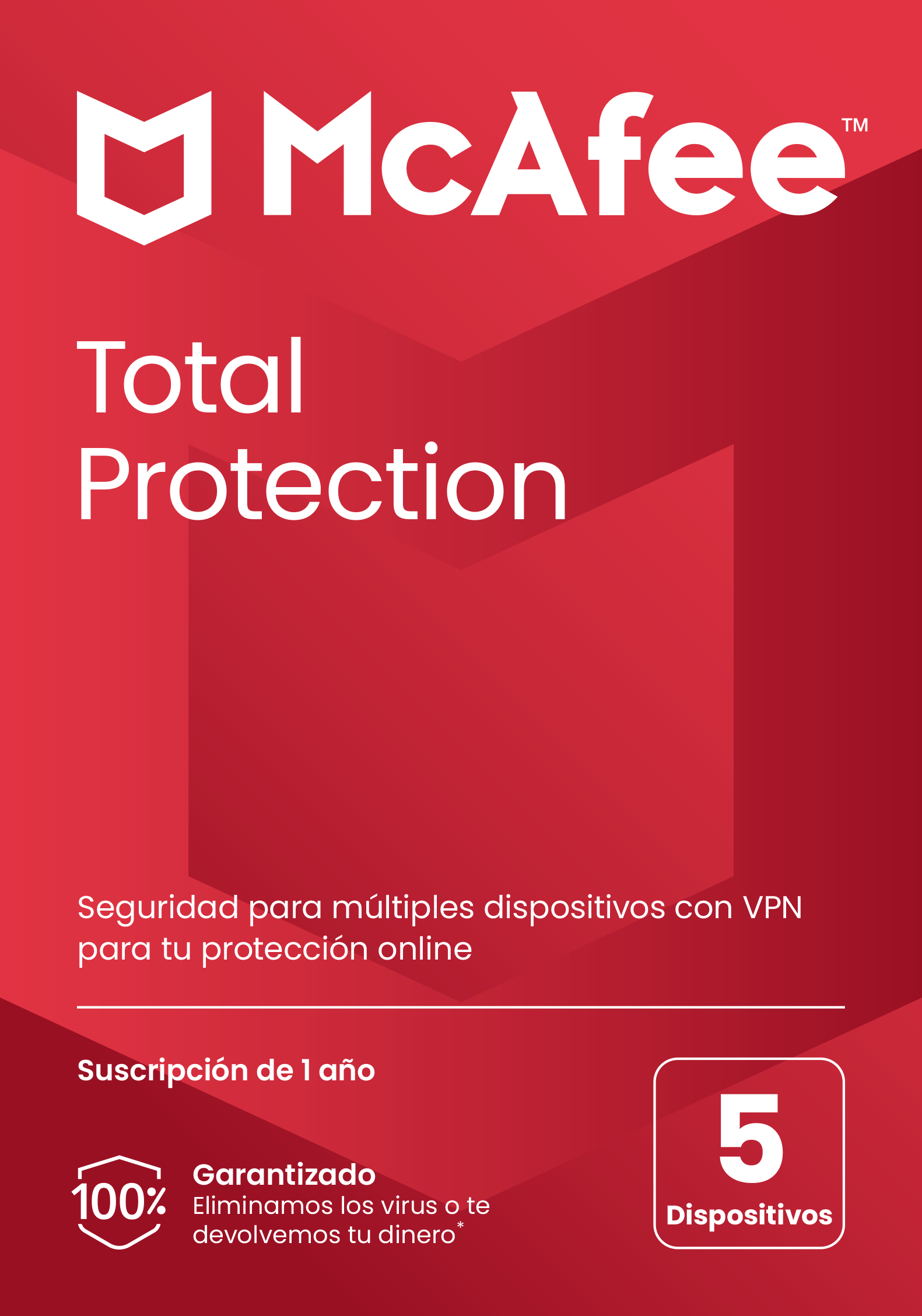 Antivirus - McAfee® Total Protection ES MSH, 5 dispositivos, Suscripción 1 año