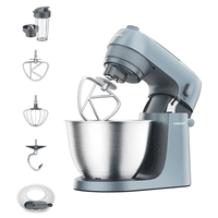KENWOOD KENWOOD Go KZM35.040GY mit Smoothie-Maker  - Metallgehäuse, robust, kompakt & leicht verstaubare Küchenmaschine Graublau (Rührschüsselkapazität: 4 l, 800 Watt)
