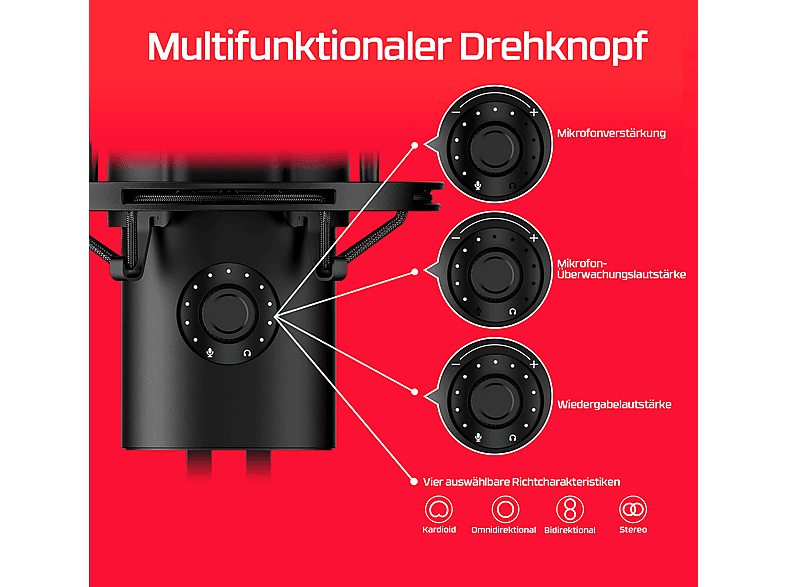 HyperX QuadCast 2 – USB-Mikrofon (schwarz) — Foto 5 von 5