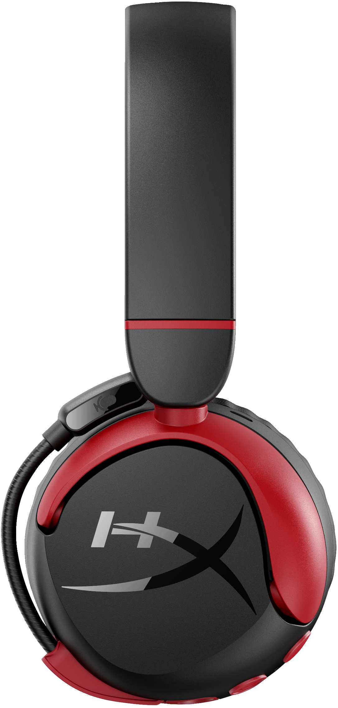 Schwarzes und rotes HyperX Gaming-Headset mit Mikrofon.