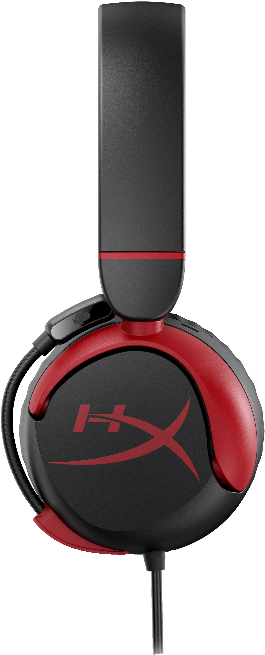 Schwarz-rotes Headset. Die Marke HYPERX ist sichtbar.