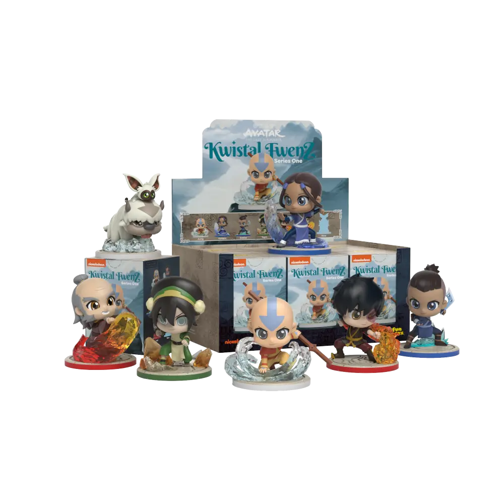 Avatar: The Last Airbender Figuren in Boxen mit Charakteren und Verpackung.