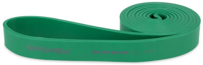 Zielona opaska oporowa zwinięta. Słowo SPOKEY jest na niej w kolorze szarym.