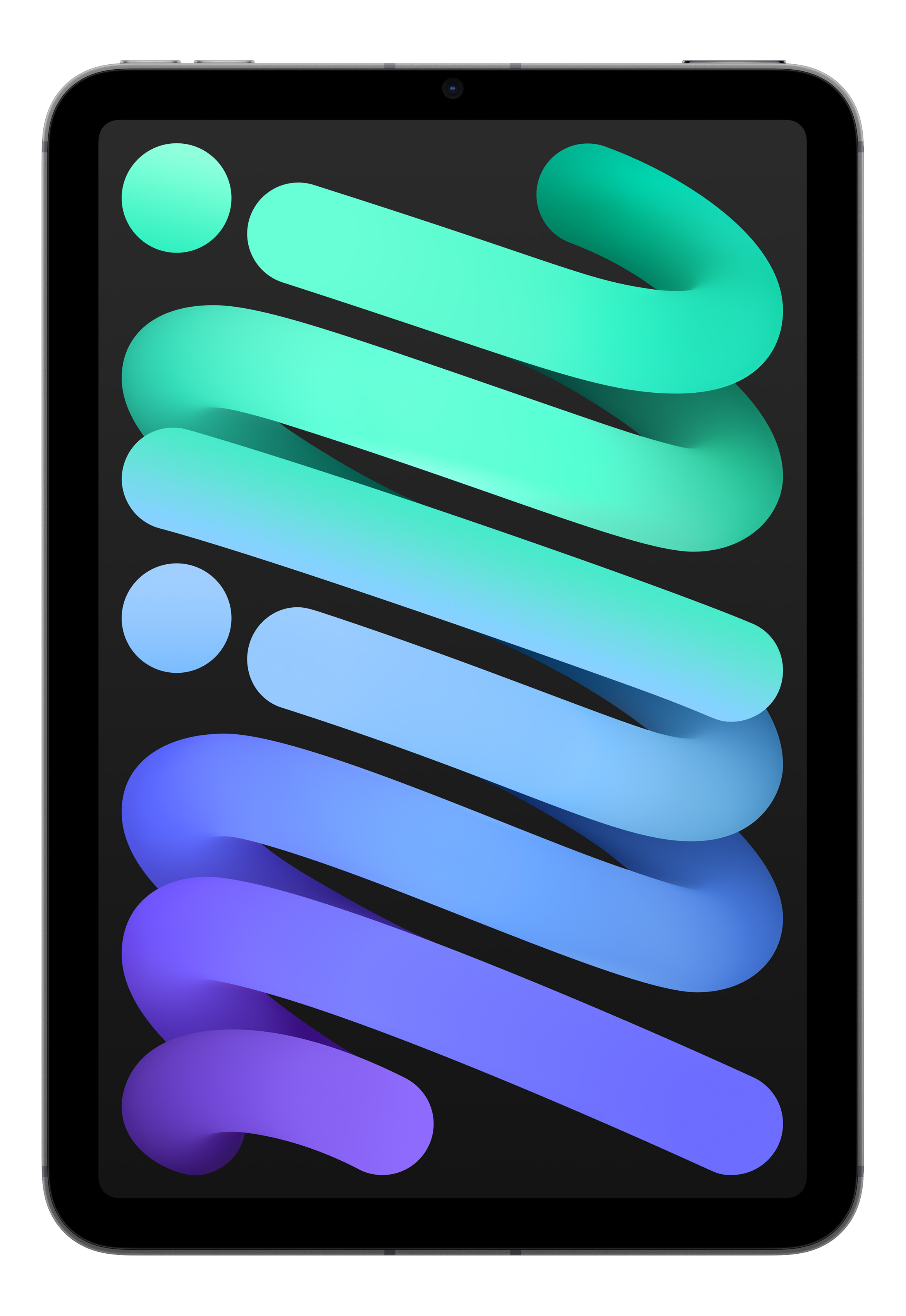 Tablette noire avec un fond d'écran abstrait coloré sur son écran.