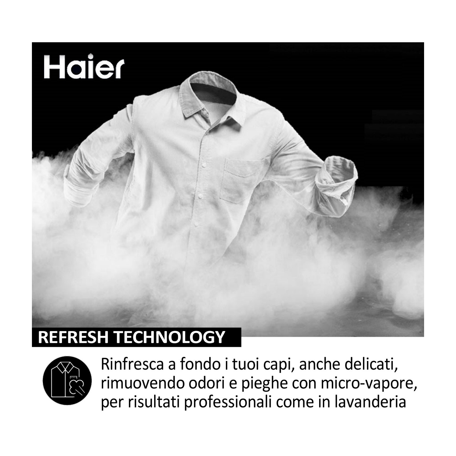 Una camicia bianca nel fumo, con testo.