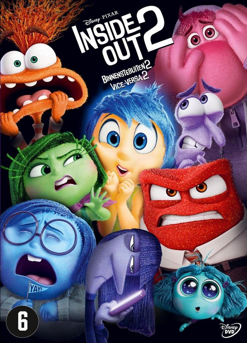 Inside Out 2 DVD cover. Animated characters with various emotions displayed.