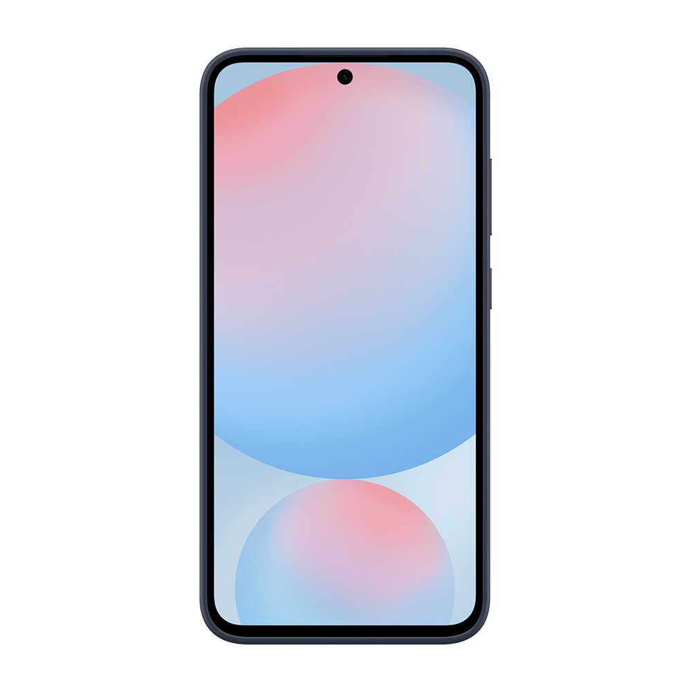 Ekranında mavi ve pembe gradyan arka planı olan siyah akıllı telefon.