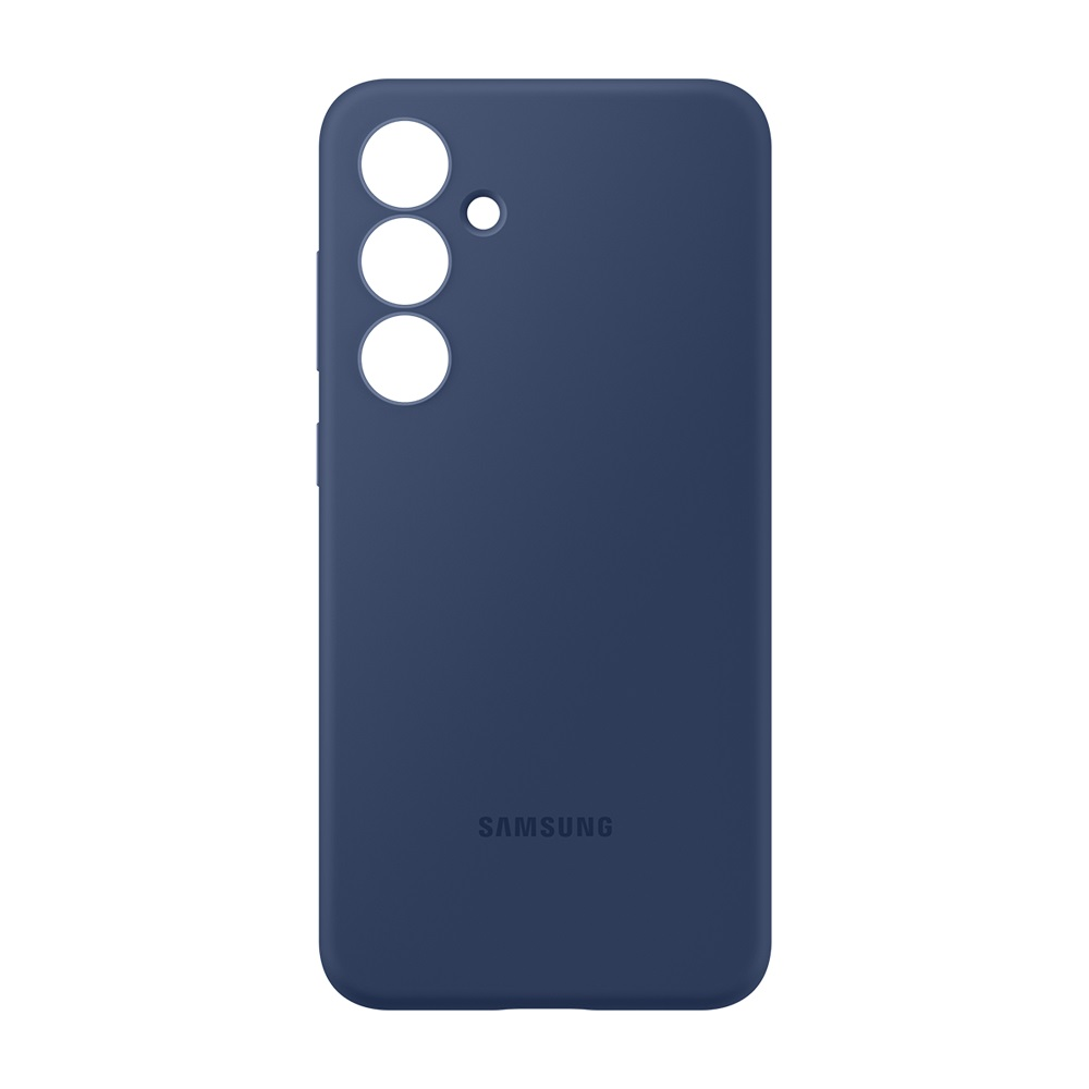 Üzerinde üç kamera deliği ve "SAMSUNG" yazan mavi bir telefon kılıfı.