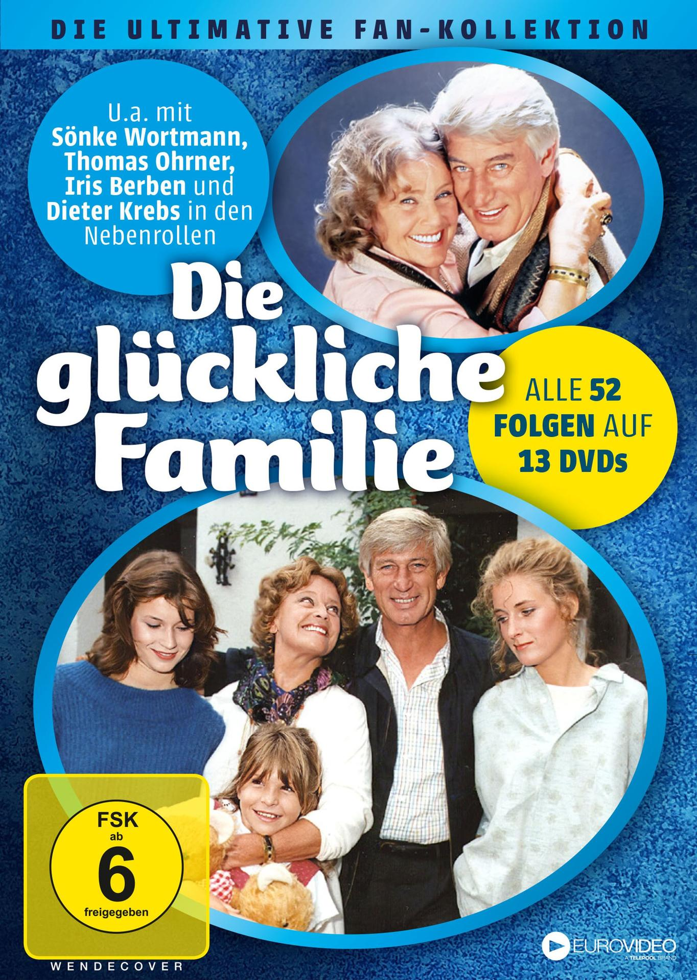 DVD-Cover mit einer Familie, Titel 'Die glückliche Familie'.