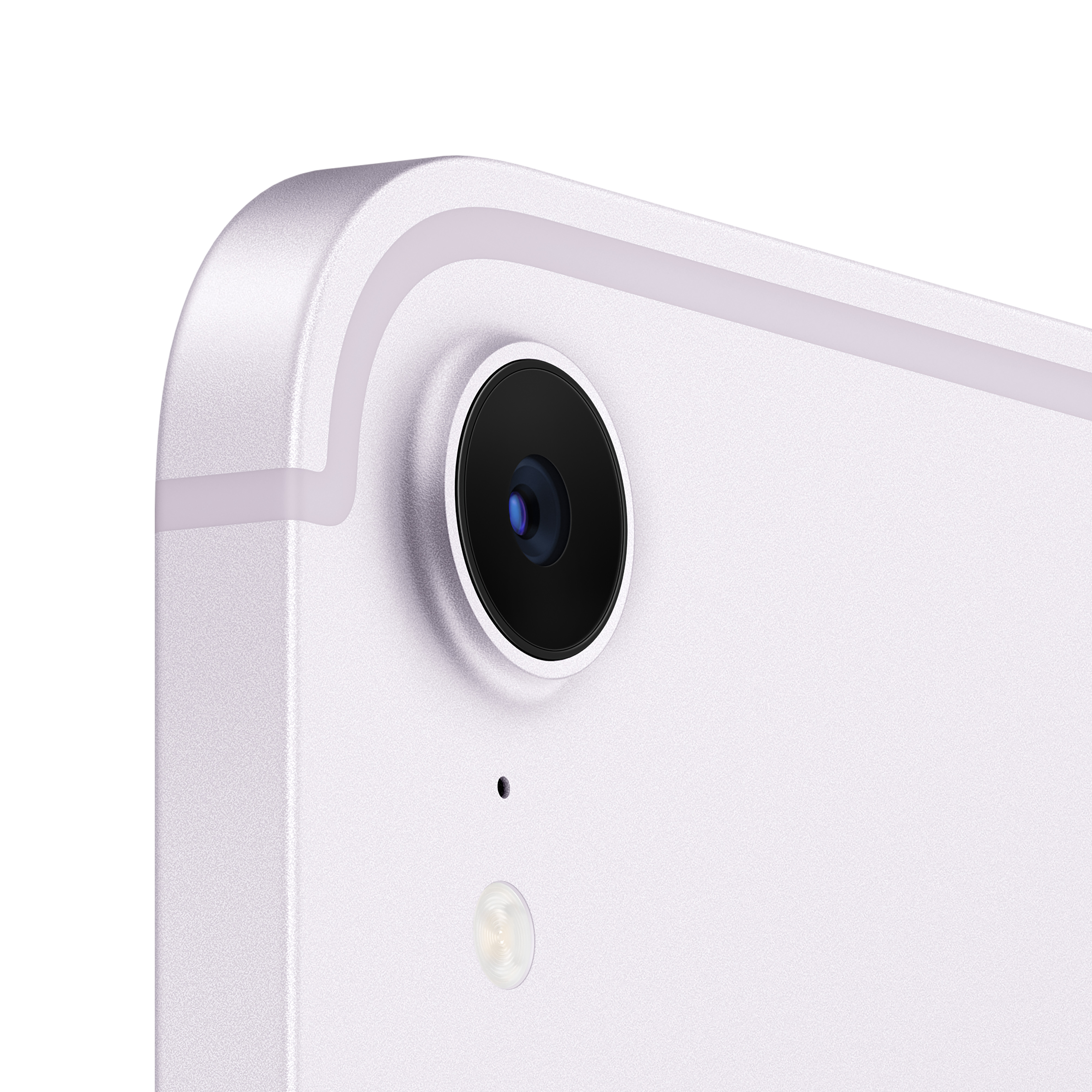 Zbliżenie aparatu na białym urządzeniu z czarnym obiektywem.