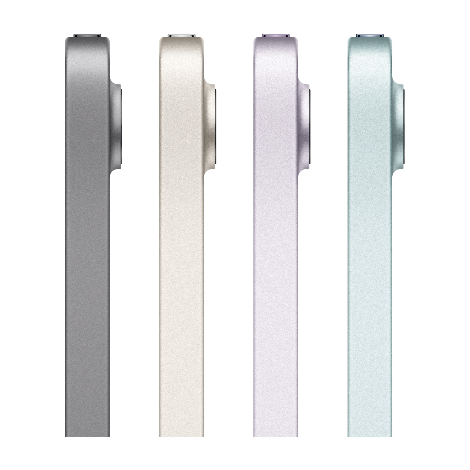 Quattro tablet affiancati in diversi colori: grigio, beige, viola e verde.