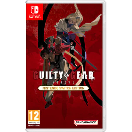 Guilty Gear -Strive- Nintendo Switch gamebox met karakterkunst op een rode achtergrond.