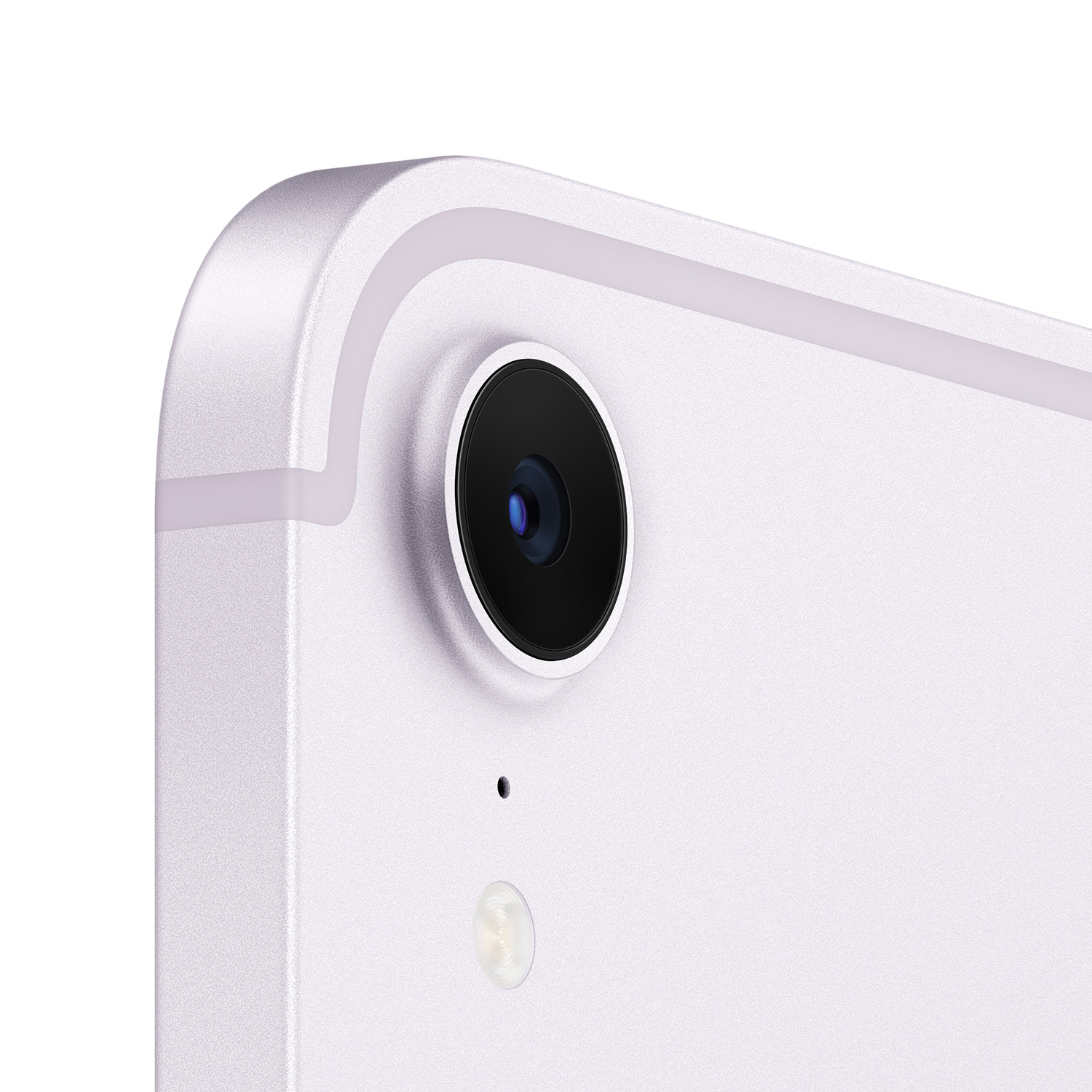 Gros plan sur l'appareil photo et le flash au dos d'une tablette de couleur claire.