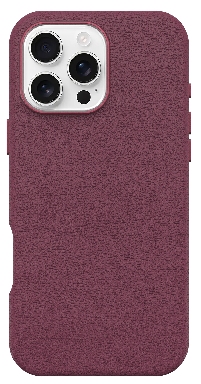 Burgundi iPhone tok kameradudorral és három lencsével.