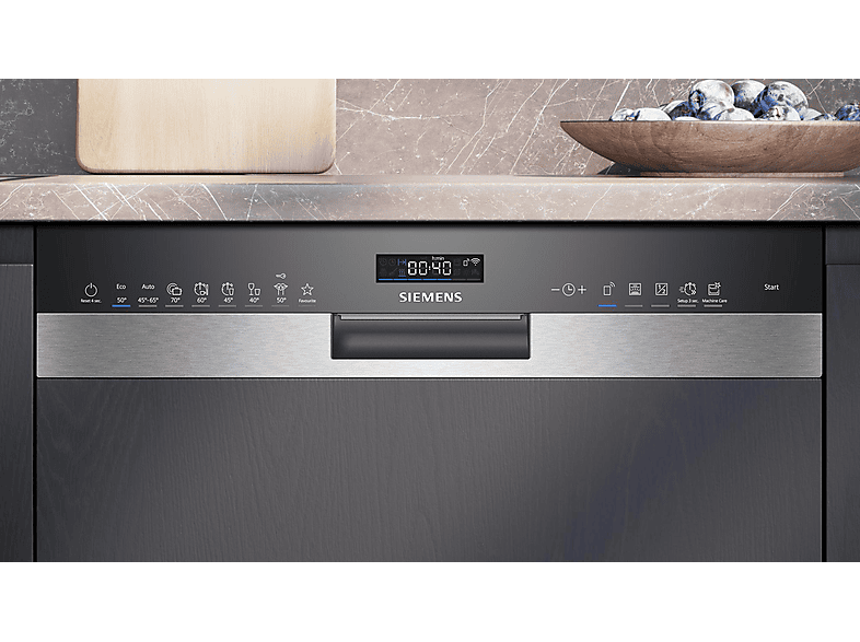 Siemens SN55ES12CE iQ500 Geschirrspüler (Einbaugerät, Besteckschublade, 598 mm breit, 42 dB(A), A, Gebürsteter Stahl/Edelstahl) — Foto 2 von 5