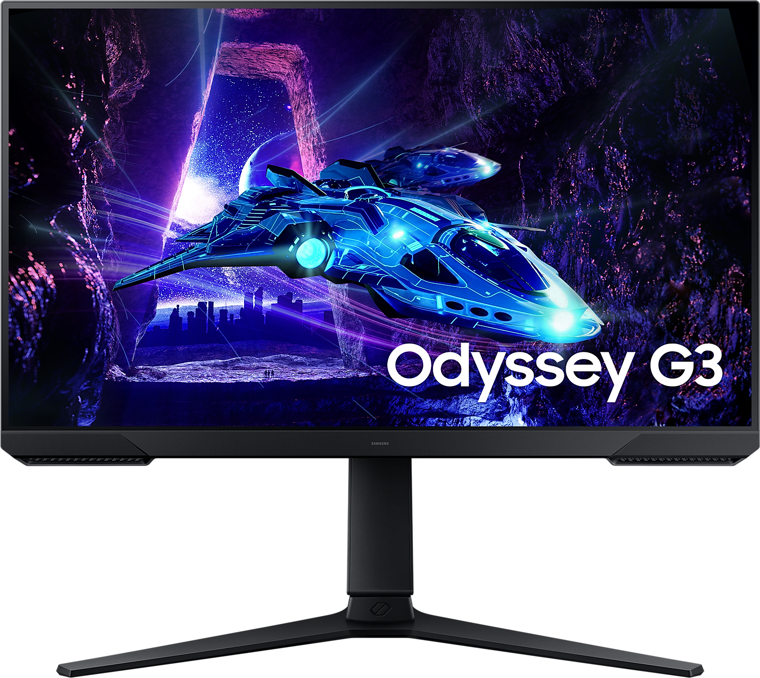 Samsung Odyssey G3 monitor űrhajó képpel a képernyőn.