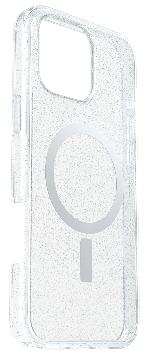 Átlátszó telefontok ezüst MagSafe gyűrűvel.
