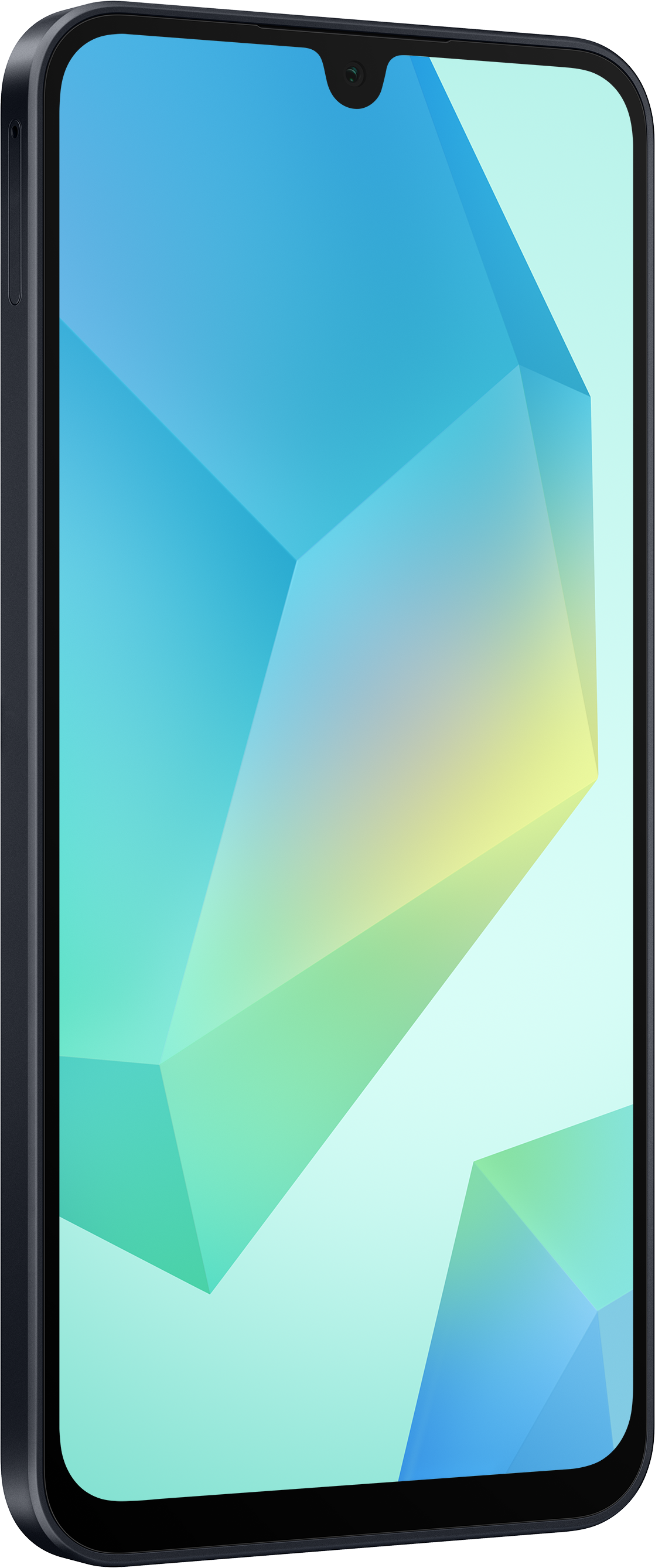 Uno smartphone in una custodia blu scuro, con un colorato motivo geometrico sullo schermo.