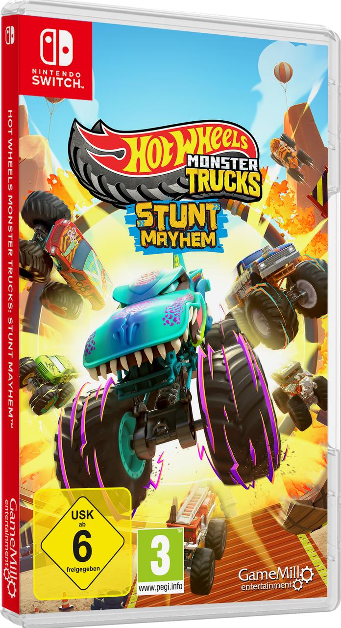 Hot Wheels Monster Trucks Spielbox mit Monstertruck-Szene.