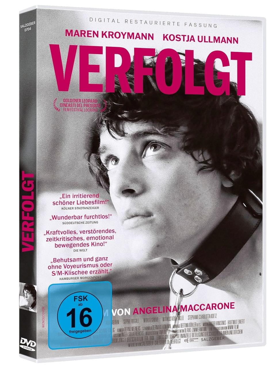 DVD-Cover für den Film Verfolgt. Es zeigt einen jungen Mann, der nach oben schaut.