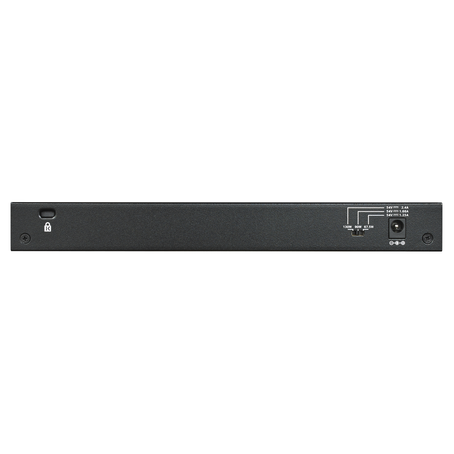 The back of a black device with ports. The ports include 54V/2.4A and 54V/1.66A.