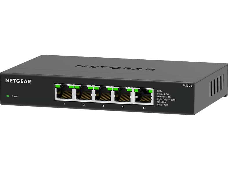 Netgear Switch 5-port Multi-gigabit 2.5g Ethernet Unmanaged Zwart (ms305-100eus)